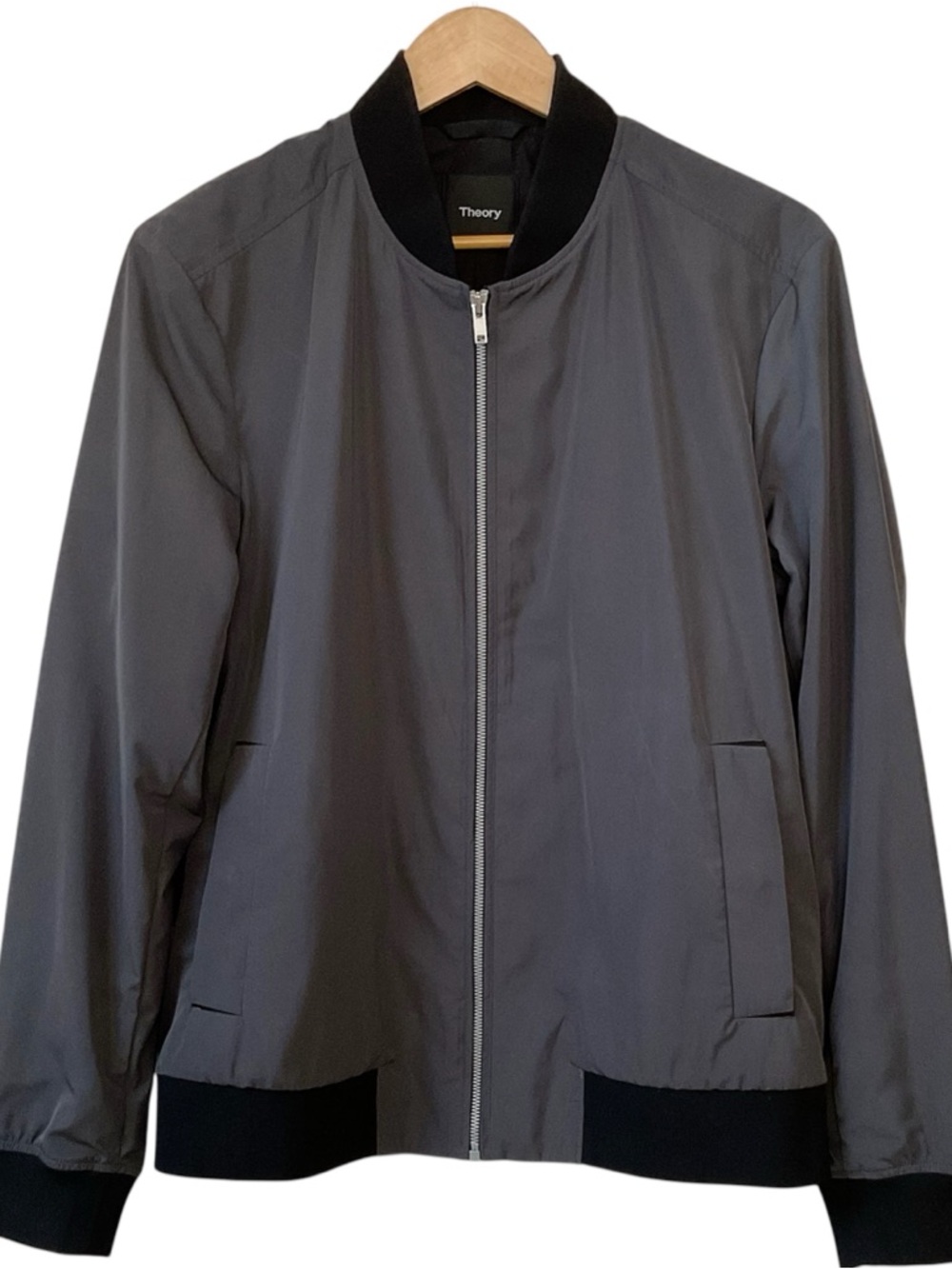 Theory Brant Bomber Jacket Men’s Large Charcoal Gray Zip Minimalist Tech